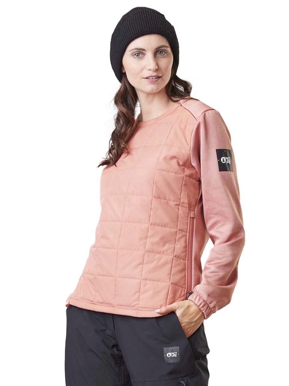 Picture Organic Lixi Tech Pullover fleece dusty pink quilted w/ zippers -S